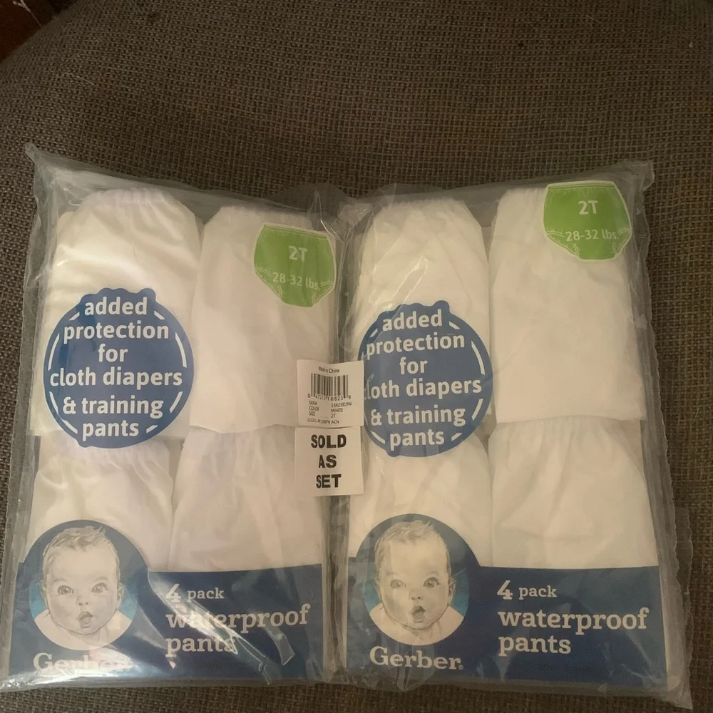 Gerber White Waterproof Diaper Covers 8-Pack sz 2T